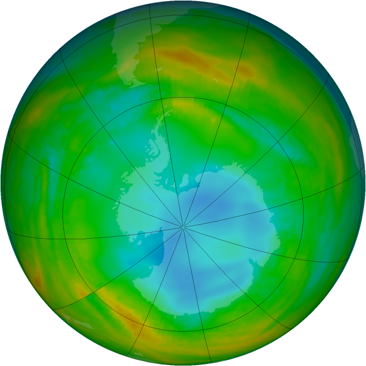 Antarctic ozone map for 27 July 1984
